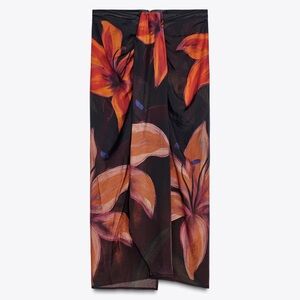 Floral Print Wrap Skirt Sarong Zara
